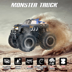 Yeahill 1:16 Remote Control Cars , Waterproof 4WD RC Monster Truck Toys Gifts for Kids Adults