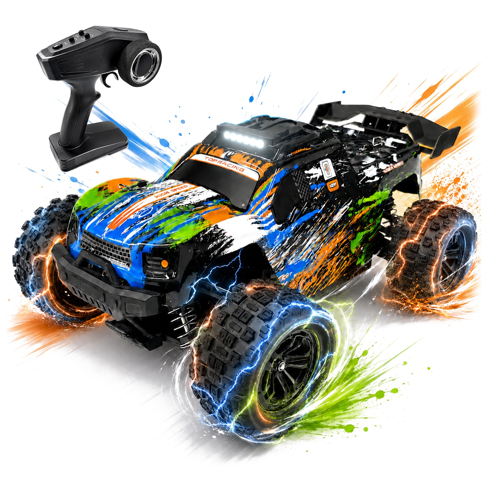 Yeahill 1:18 RC Car, 35 KM/H Remote Control Truck with 2 Batteries for 30 Min Playtime, Proportional Steering High Speed RC Cars for Adults and Kids
