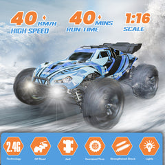 Yeahill 1:16 RC Car for Adults & Kids, All Terrain 4x4 Remote Control Car, 40+ km/H Off-Road RC Trucks, 40+ Mins Running High Speed Remote Control Trucks for Teen Boy Girl Gifts