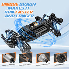 Yeahill 1:16 RC Car for Adults & Kids, All Terrain 4x4 Remote Control Car, 40+ km/H Off-Road RC Trucks, 40+ Mins Running High Speed Remote Control Trucks for Teen Boy Girl Gifts