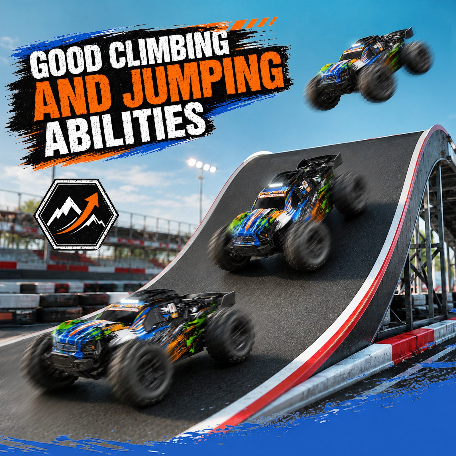 Yeahill 1:18 RC Car, 35 KM/H Remote Control Truck with 2 Batteries for 30 Min Playtime, Proportional Steering High Speed RC Cars for Adults and Kids