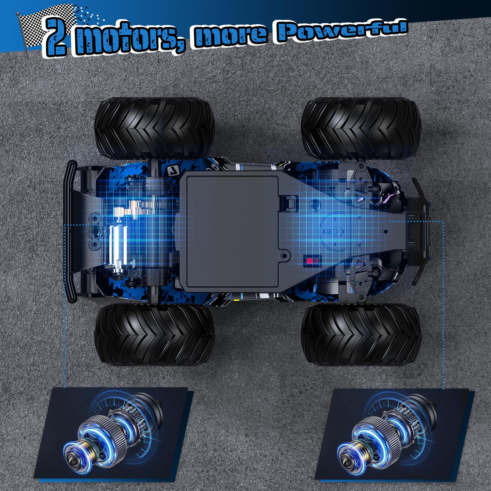 Yeahill Remote Control Car, All-Terrain Remote Control Truck for Boys, Rechargeable Rc Truck with LED, 1:20, 10KM/H, 2 Motors, 2.4GHZ, Speed Friendly, Sturdy, Rc Cars for Christmas, Kids, Beginner